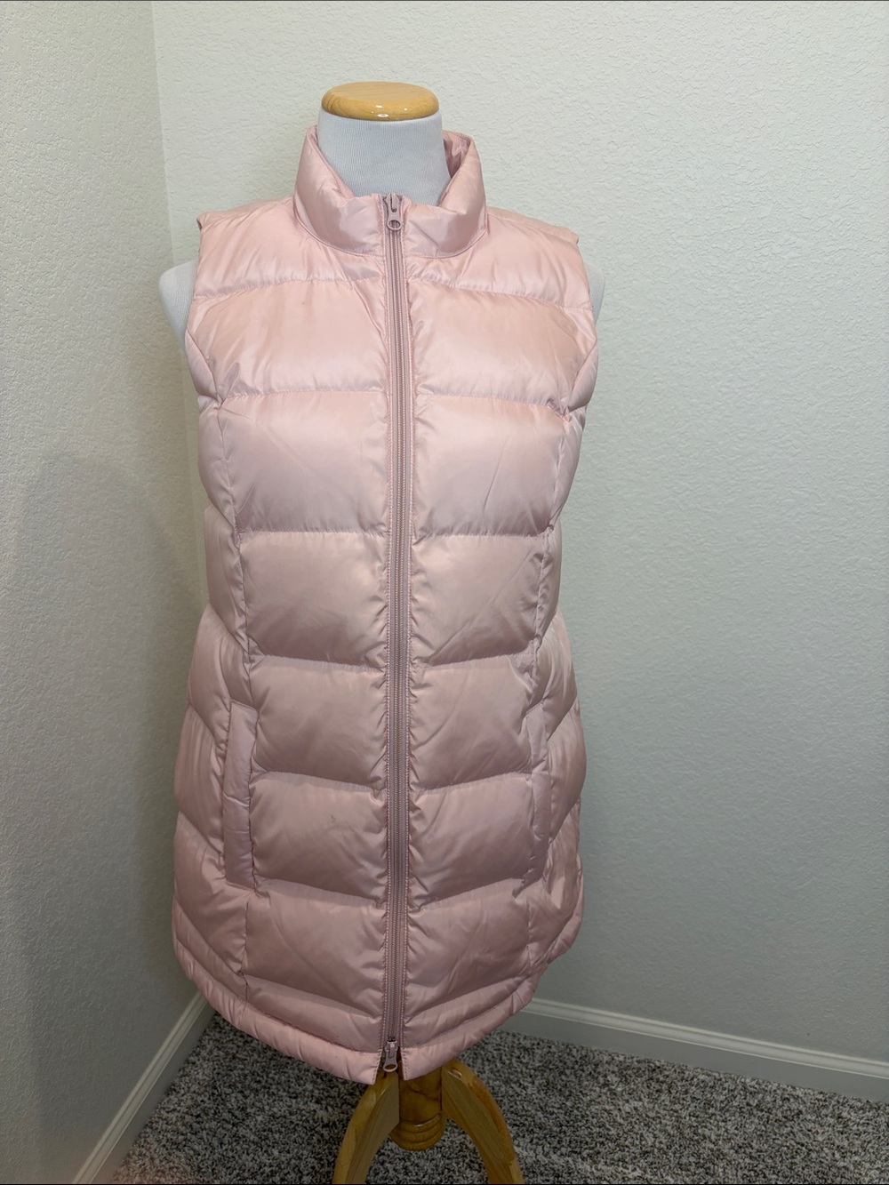 J.Jill Blush Pink Down Puffer Long Vest Quilted Small